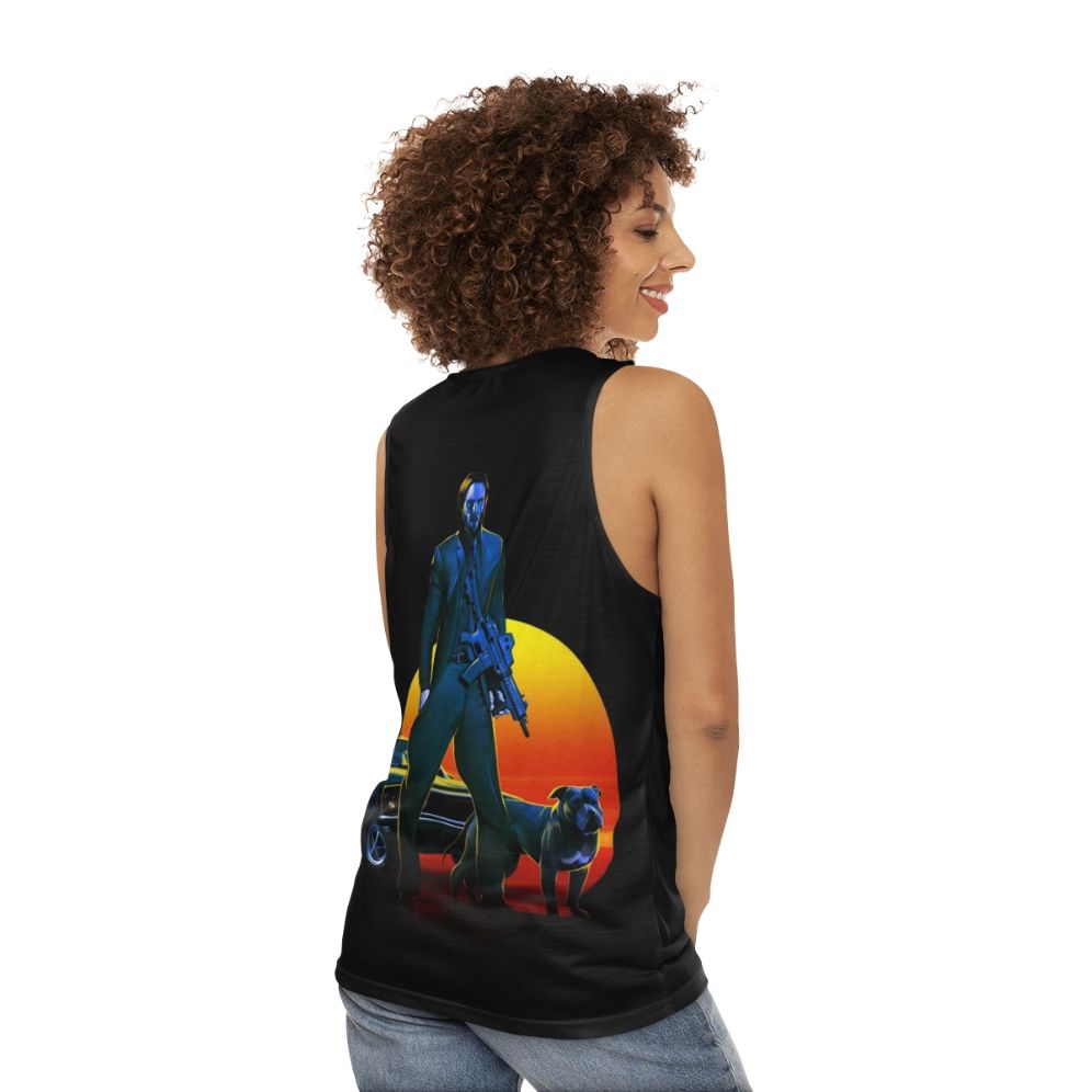 Unisex tank top with John Wick and Baba Yaga inspired design - women back