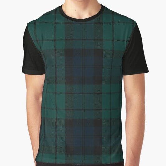 Black Watch tartan graphic t-shirt with Scottish clan tartan pattern