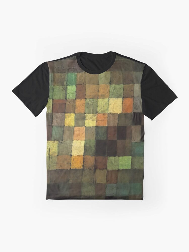 "Paul Klee Inspired Abstract Art Graphic T-Shirt with Red Balloon" - Flat lay