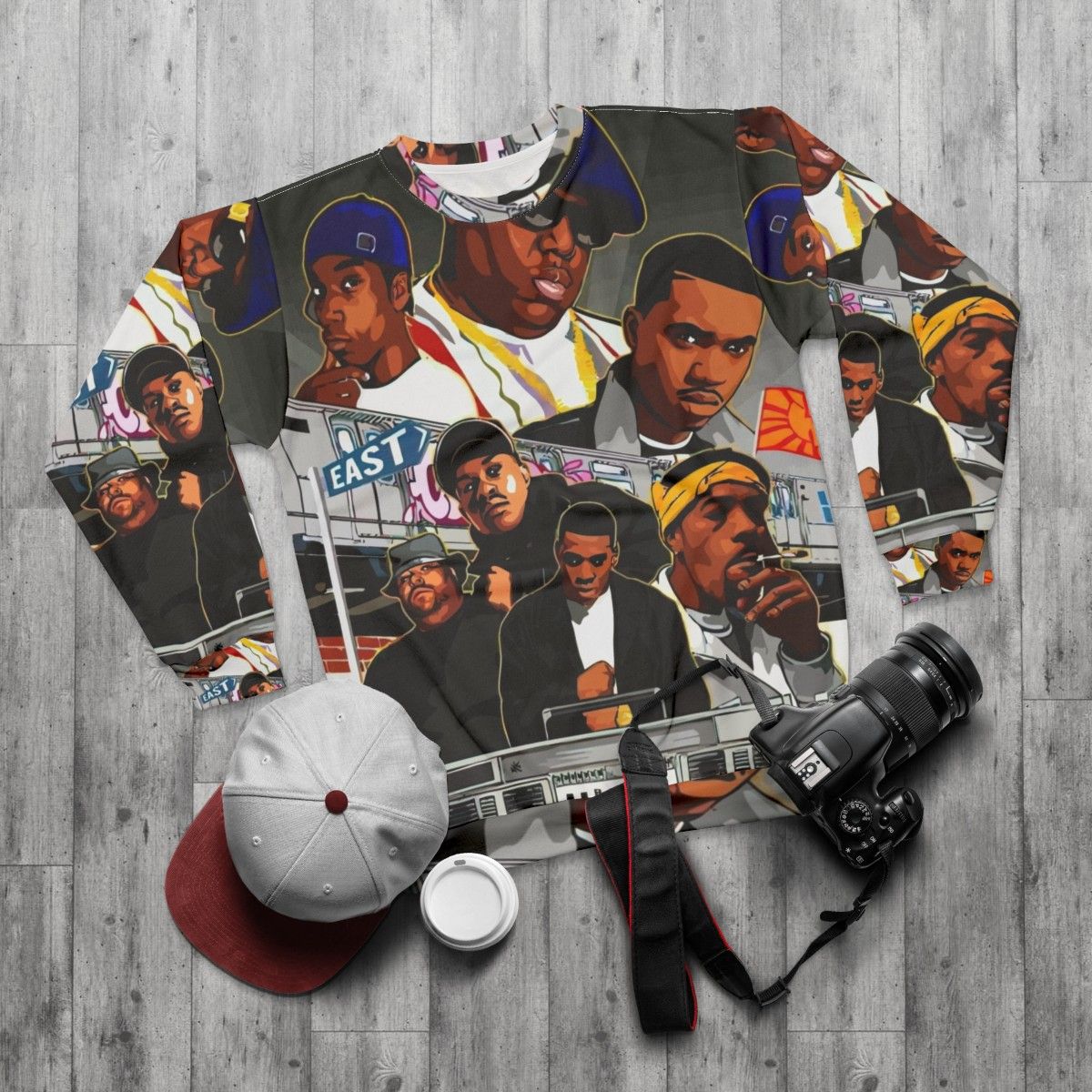 NWA 90s Rap Vintage Hip Hop Sweatshirt - flat lay