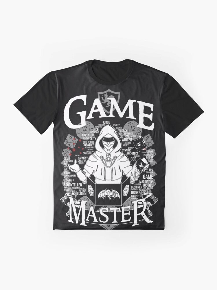 Game Master Graphic T-Shirt for Tabletop Roleplaying and Dungeons and Dragons Fans - Flat lay