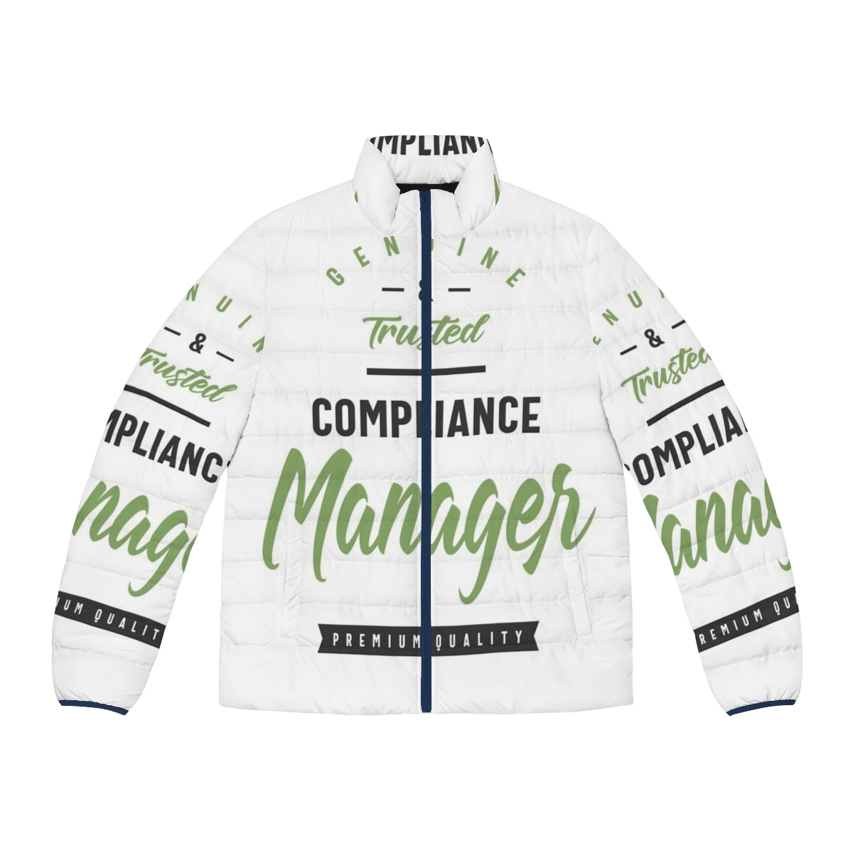 Compliance Manager wearing a puffer jacket for professional attire