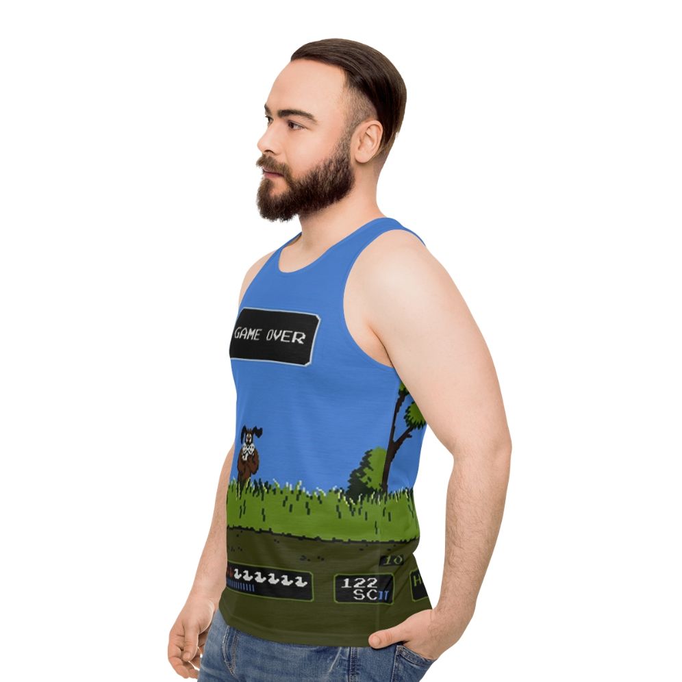 Retro gaming duck hunt unisex tank top - men side