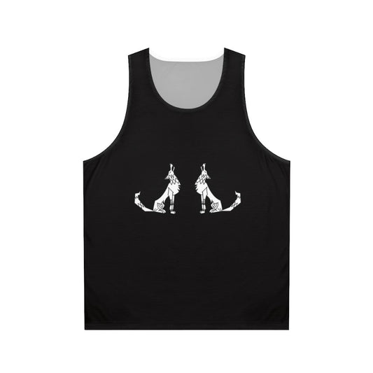 Wolves howling in a forest graphic on a unisex tank top