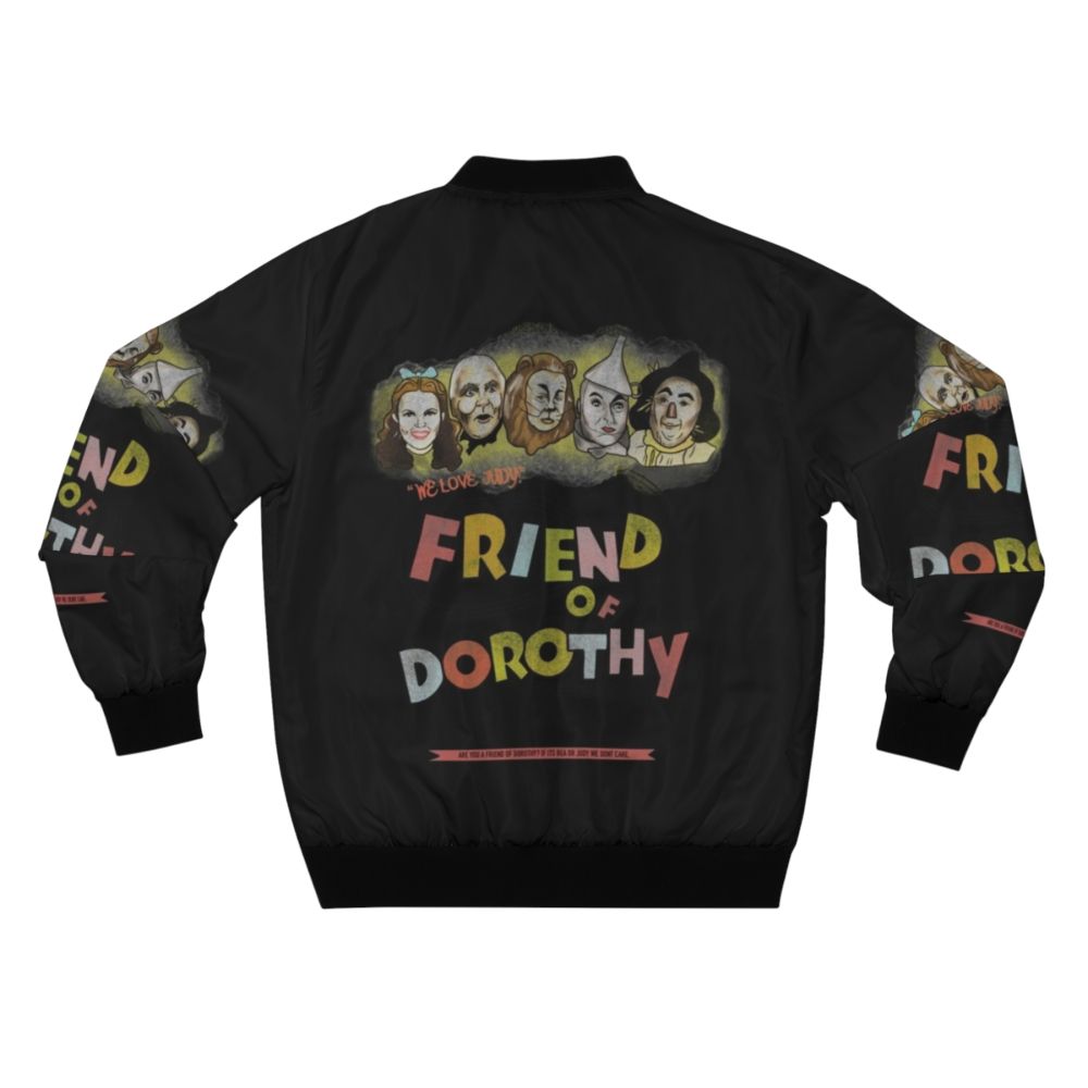 "Vintage-inspired Wizard of Oz bomber jacket with 'Friend of Dorothy' design" - Back