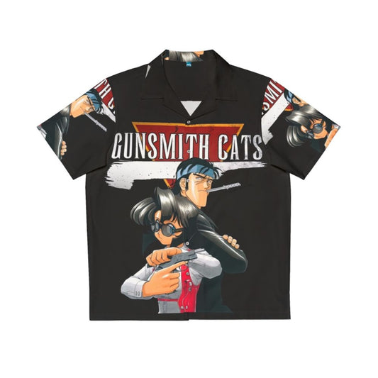 Vintage Gunsmith Cats Hawaiian Shirt with anime-inspired cat print