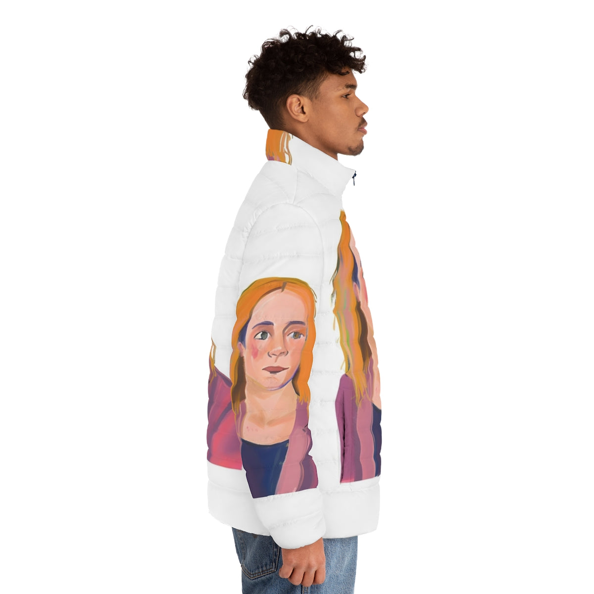 Heartstopper Darcy Olsson Puffer Jacket featuring the characters from the Netflix series - men side right