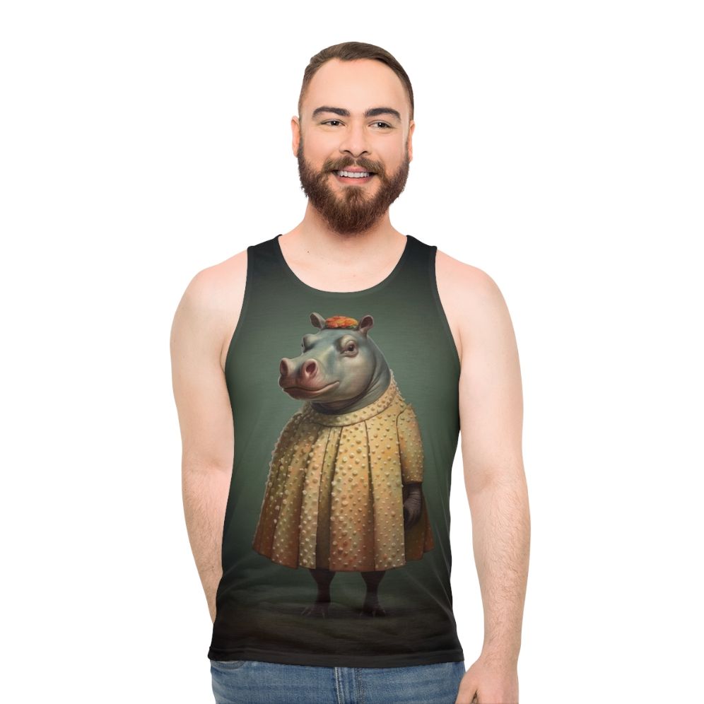 Vintage Retro Hippo 1950s Unisex Tank Top - men