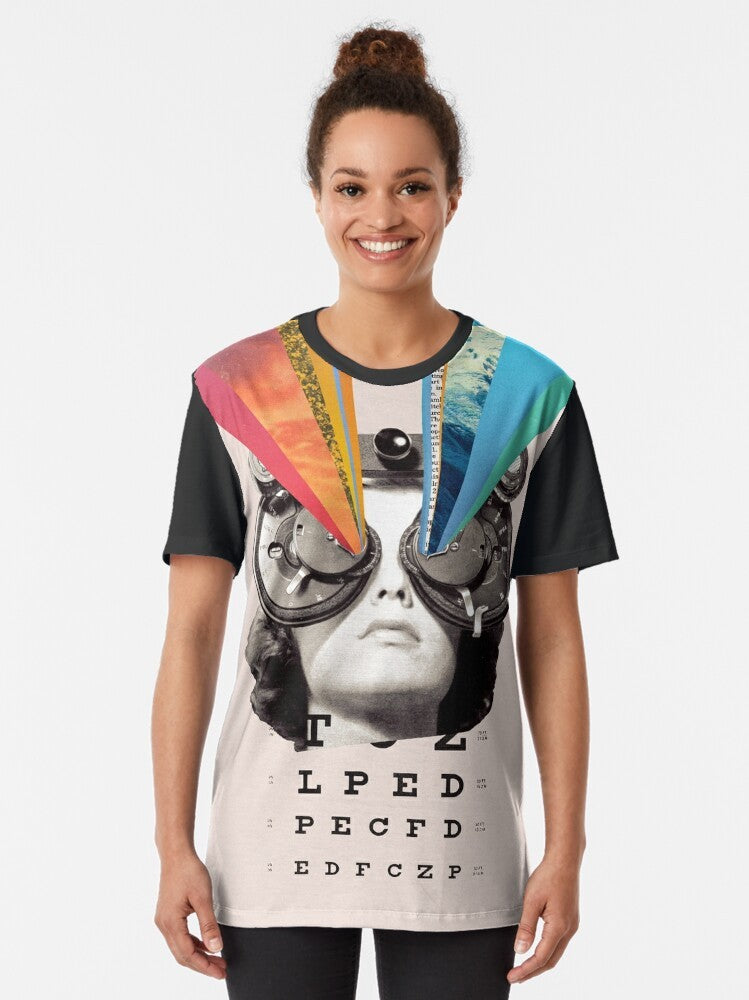 Vintage eyes collage graphic design on a t-shirt - Women