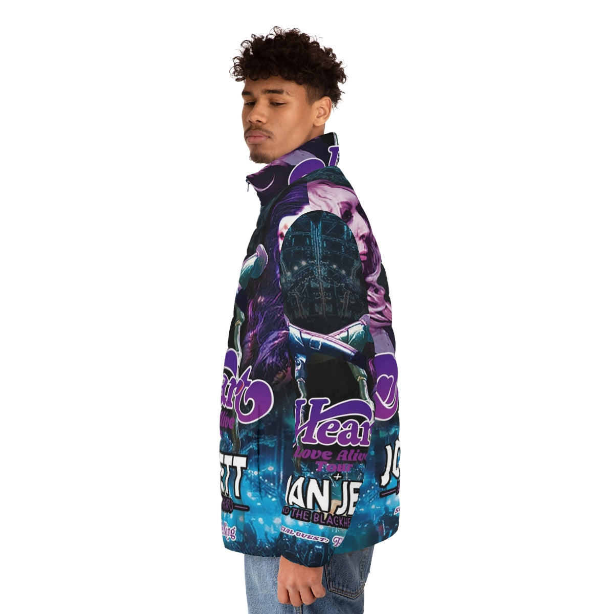 Love Heart Tour 2019 Puffer Jacket with Heart Music Album Cover Artwork - men side left