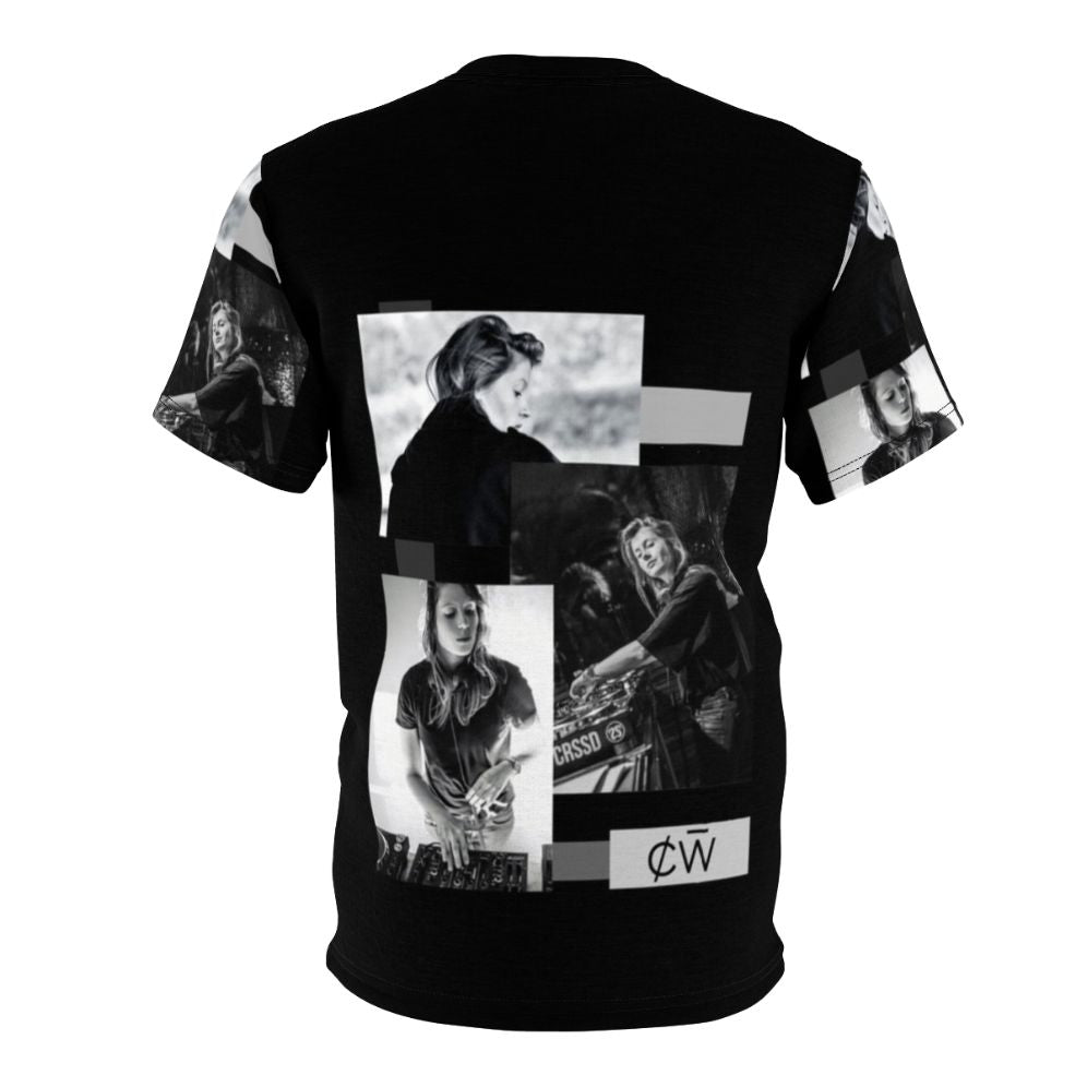 Charlotte de Witte inspired black and white all-over print t-shirt for electronic dance music fans - Back