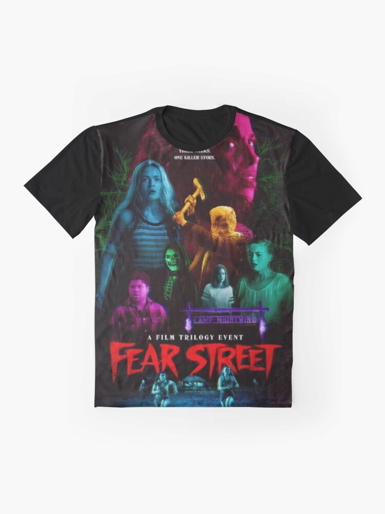 Fear Street Trilogy graphic t-shirt featuring the iconic Shadyside and Sunnyvale settings - Flat lay