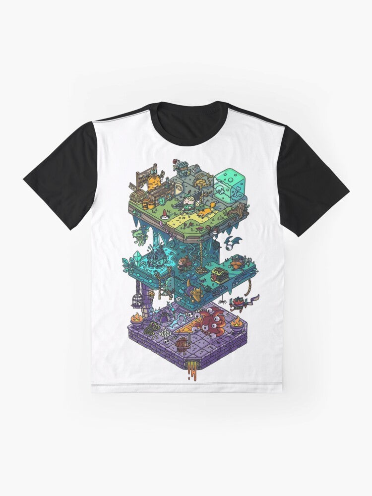 Isometric Dungeons and Dragons Graphic T-Shirt - Flat lay