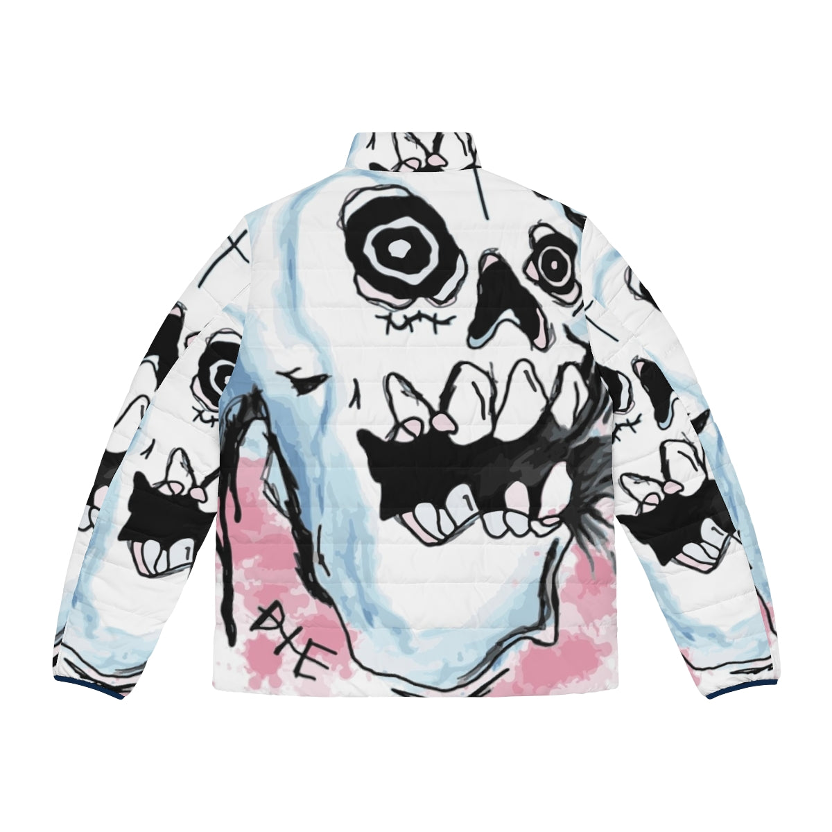 Lil Peep Die Skull Puffer Jacket with GBC Gothboiclique Branding - Back