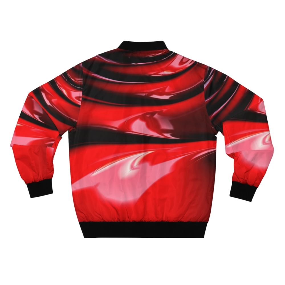 Slippery red latex bomber jacket with a wet paint effect - Back