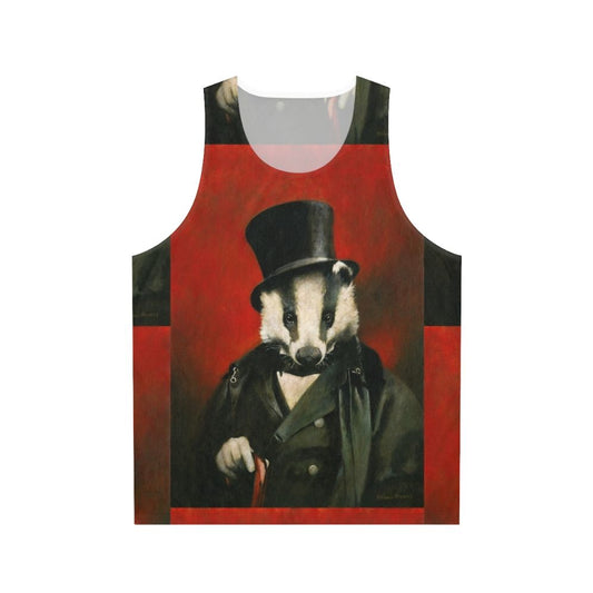 Quirky Victorian Badger Portrait Unisex Tank Top