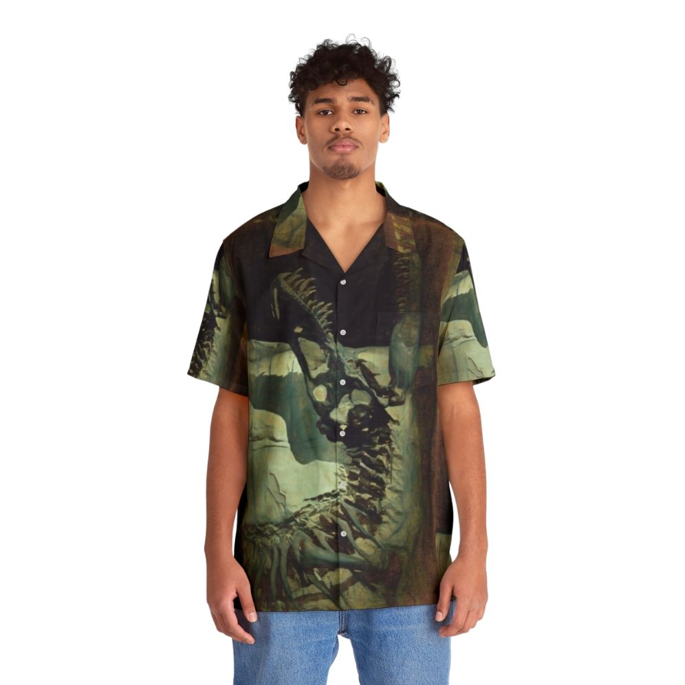 Jurassic Hawaiian Shirt with Dinosaur Bite Me Design - People Front