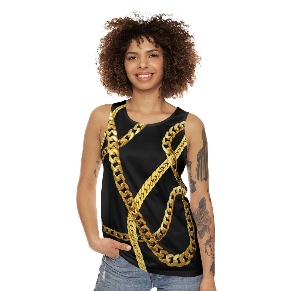 Gold chains unisex tank top - women