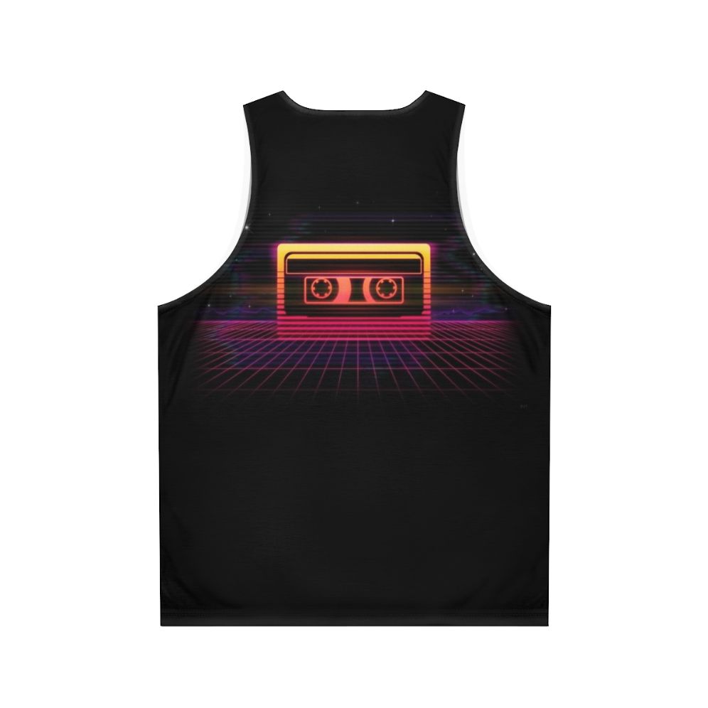 Retro neon sunset cassette tape graphic unisex tank top - Back