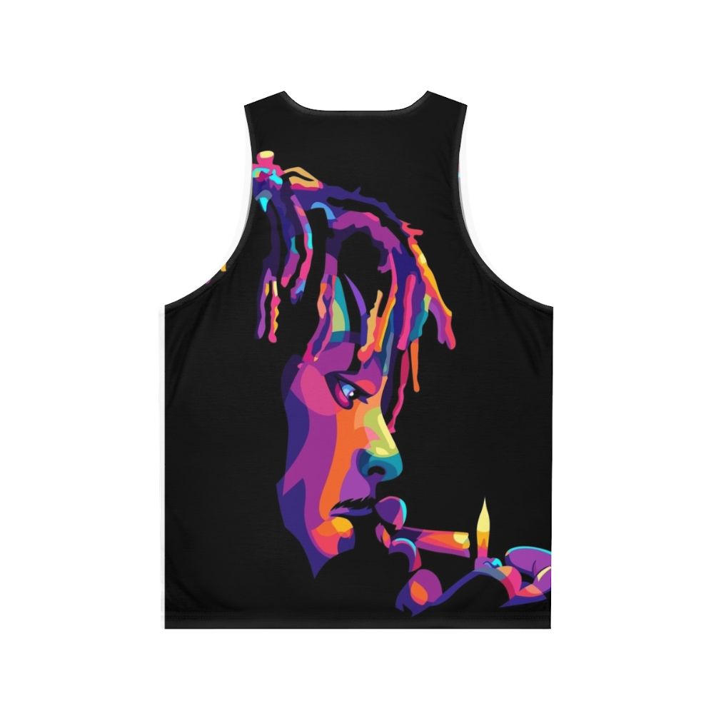 Vibrant pop art unisex tank top with "Legend Never Die 999" design - Back