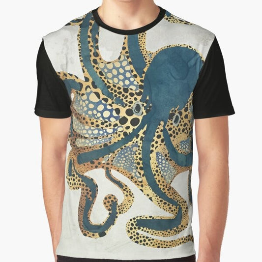 Underwater octopus abstract graphic design t-shirt