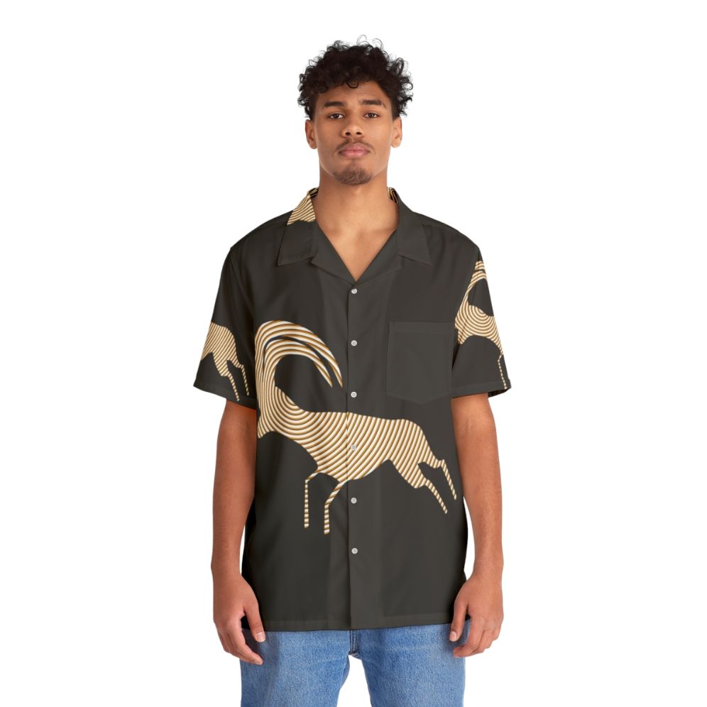 Antelope Legendary Animals Hawaiian Shirt with Colorful Abstract Nature Design - Lifestyle