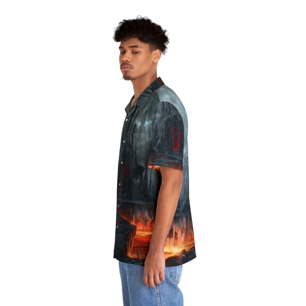 Dark gothic Hawaiian shirt with castle and moon design - People Left