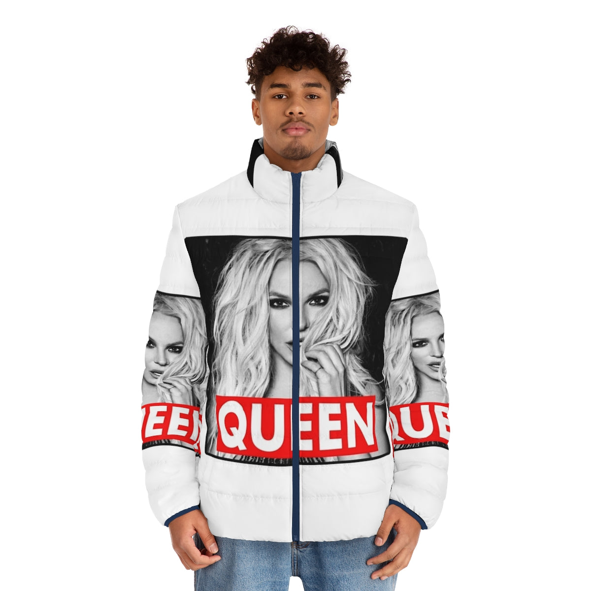 Britney Spears inspired Queen B puffer jacket in a classic design - men front