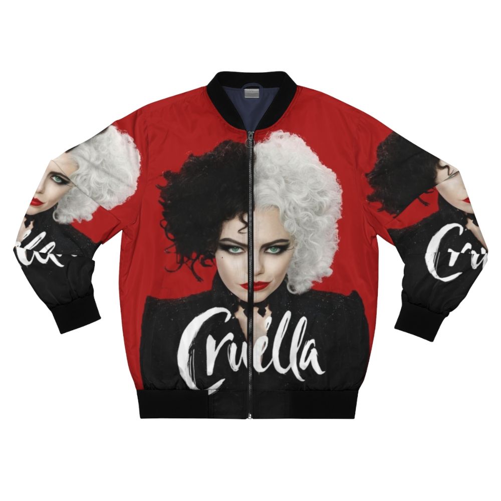 Cruella Deville Bomber Jacket - Iconic Villain's Apparel featuring the Cruella de Vil character from the Cruella film prequel