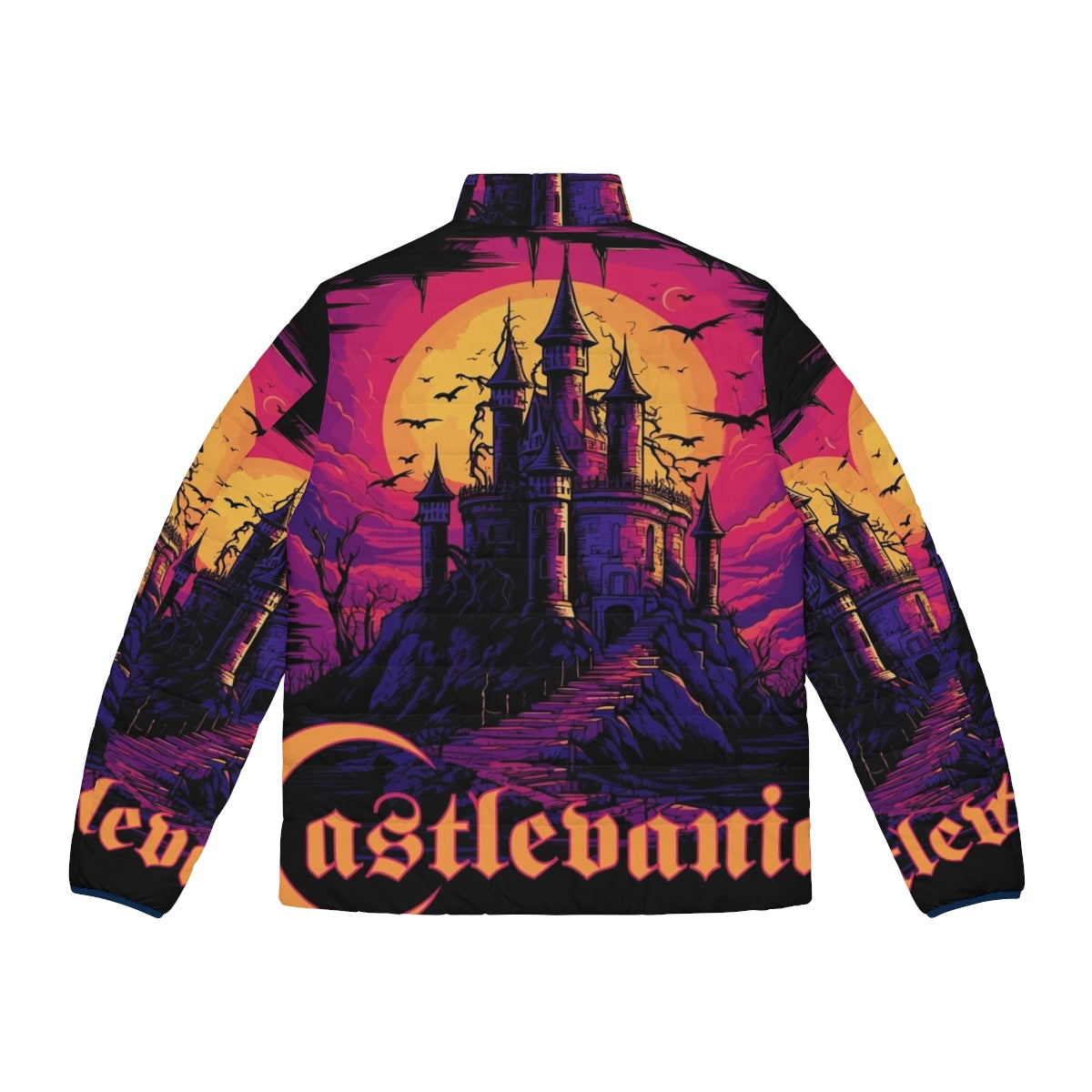 Netflix Castlevania World of Darkness Puffer Jacket featuring Alucard and Trevor Belmont - Back