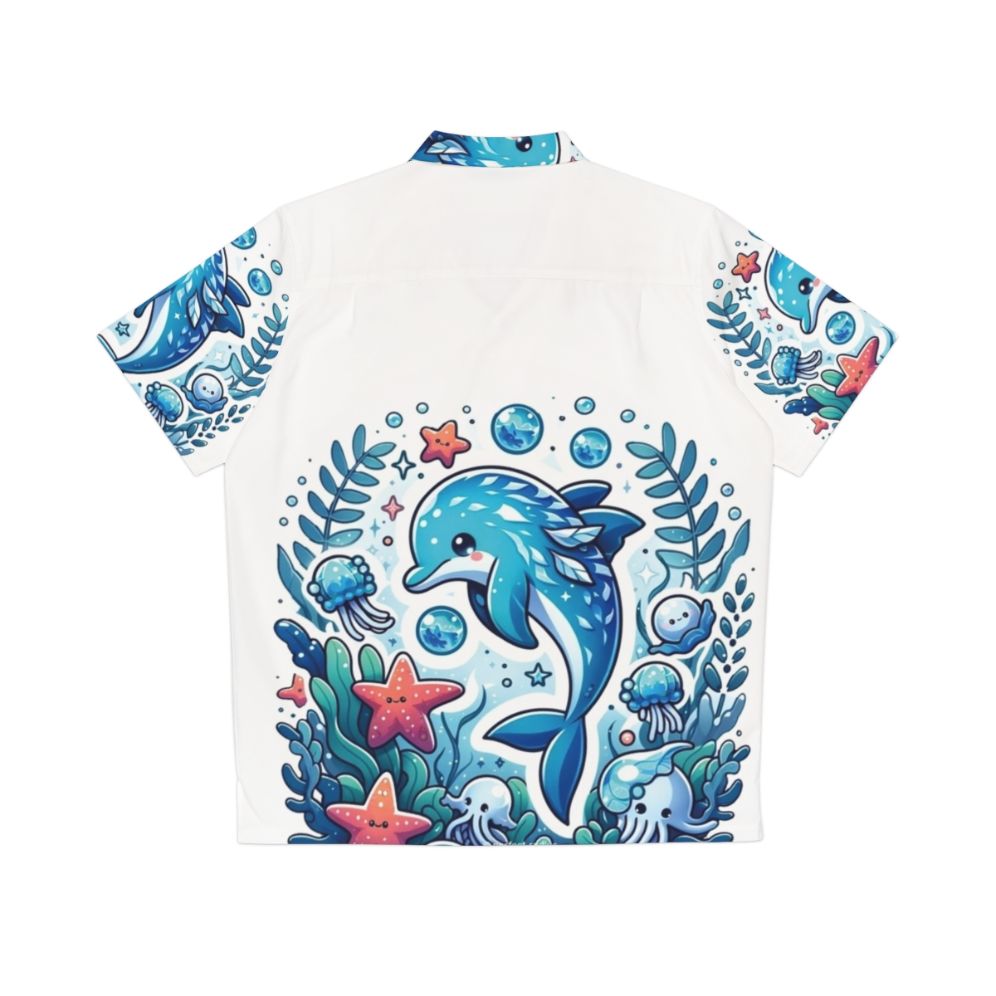 Frostfin dolphin Hawaiian shirt with a fantasy sea creature design - Back