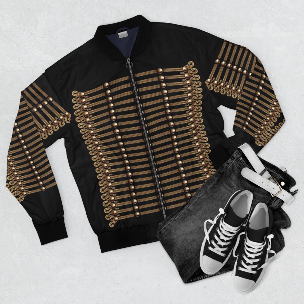 Hussar Bomber Jacket - Napoleonic Military Uniform Inspired Jacket - Flat lay