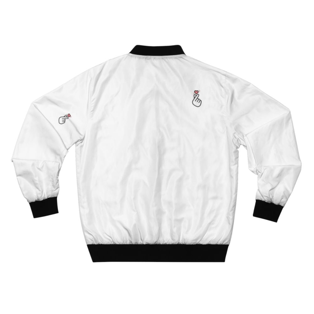 Korean Finger Heart Bomber Jacket with a mini design for shirts - Back