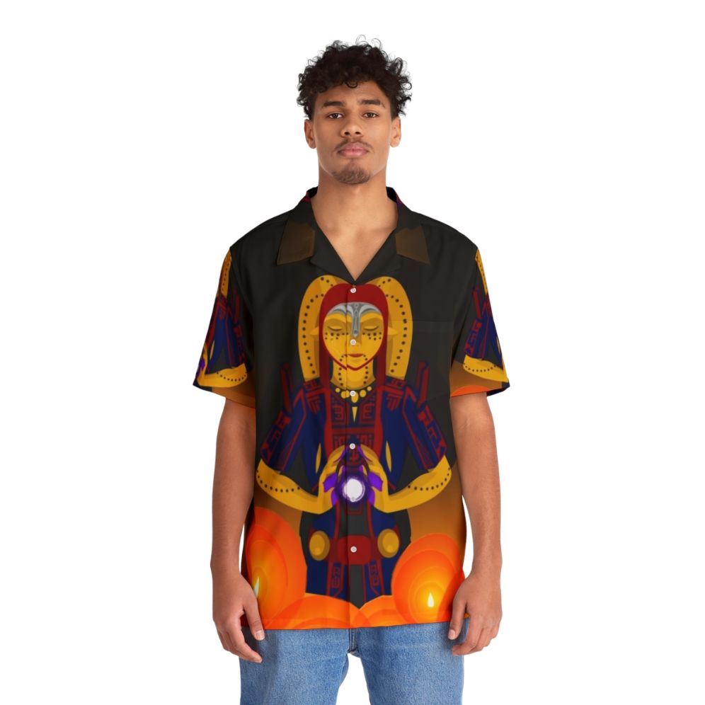 Inquisitor Hawaiian Shirt with Star Wars Sith and Jedi Inspired Tropical Print - People Front