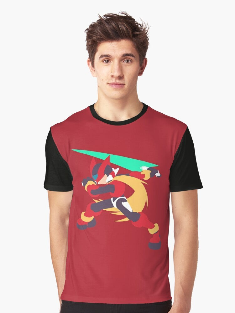 Mega Man Zero Graphic T-Shirt featuring the character Zero from the Mega Man Zero video game series - Men