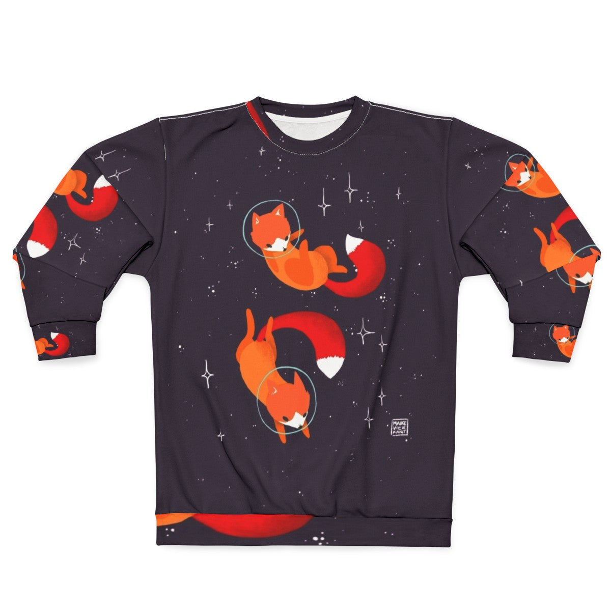 Space Foxes Sweatshirt with Digital Illustration