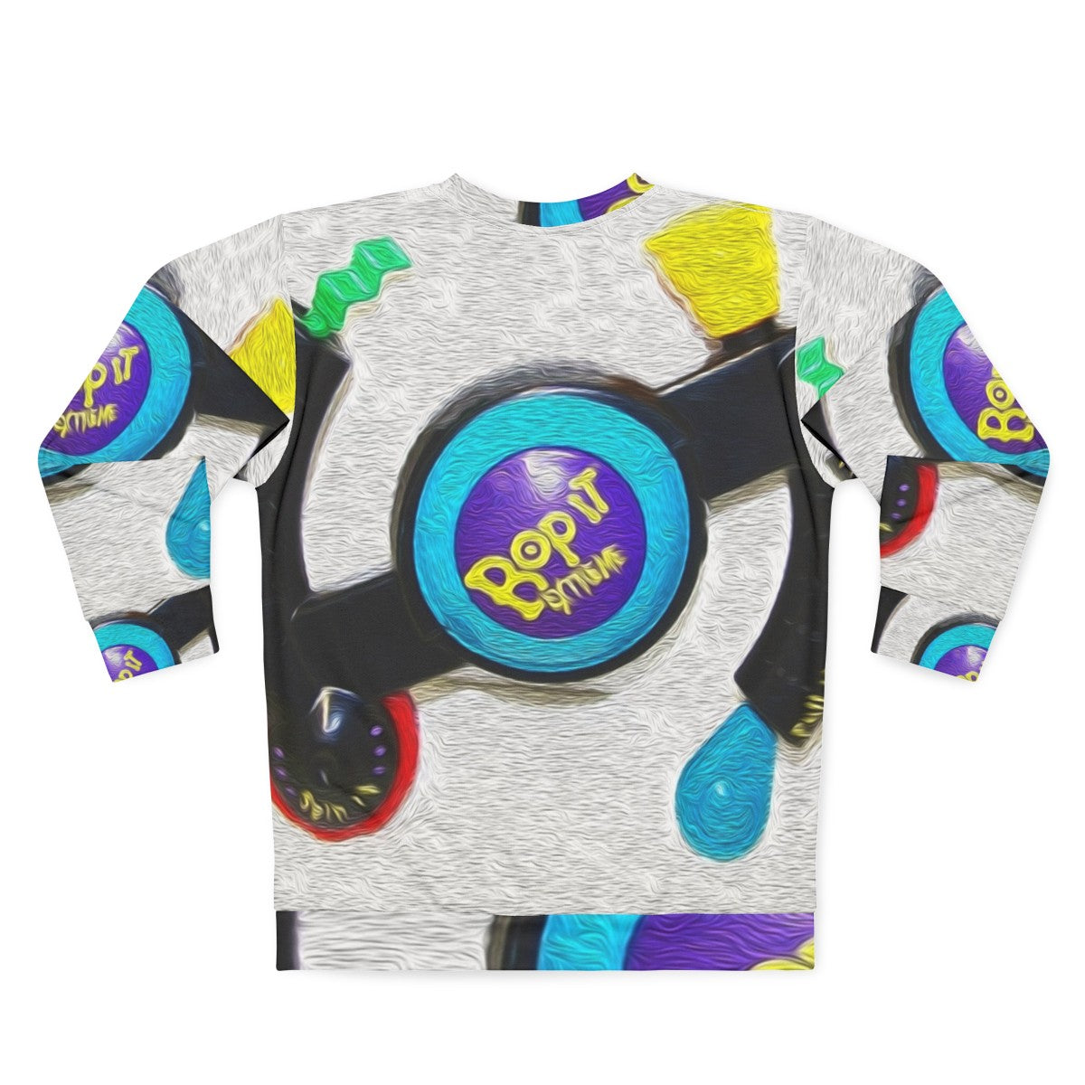 Bop It Extreme retro sweatshirt with colorful meme-inspired design - Back