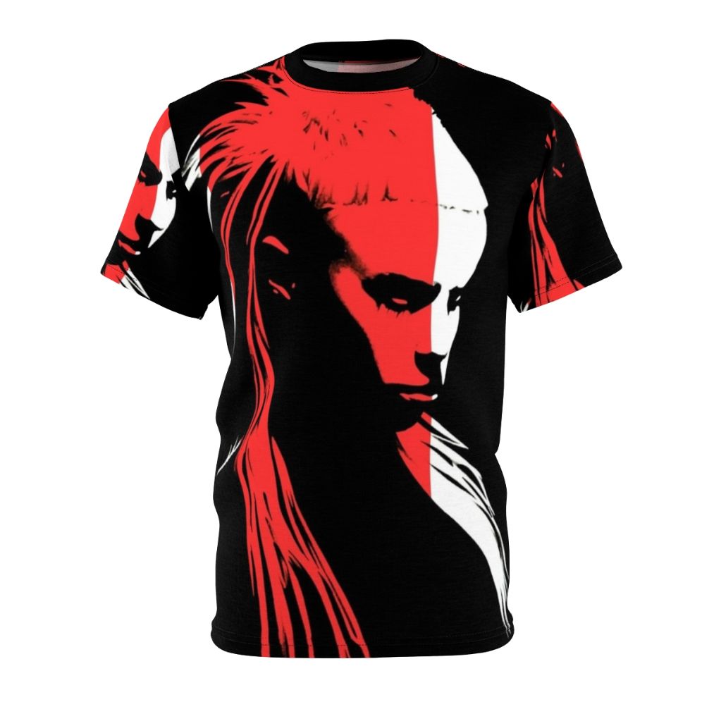 A high-quality, artistic portrait t-shirt featuring the iconic Yolandi Visser of the alternative rap group Die Antwoord.