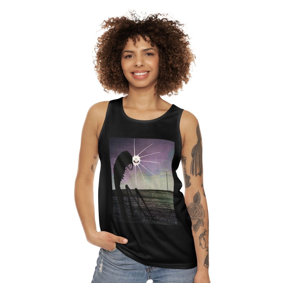 Unisex tank top with highway design graphic - women