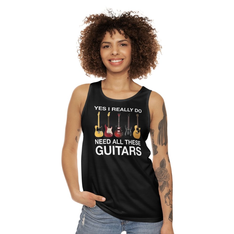 "I Need All These Guitars" Unisex Guitar Tank Top - women