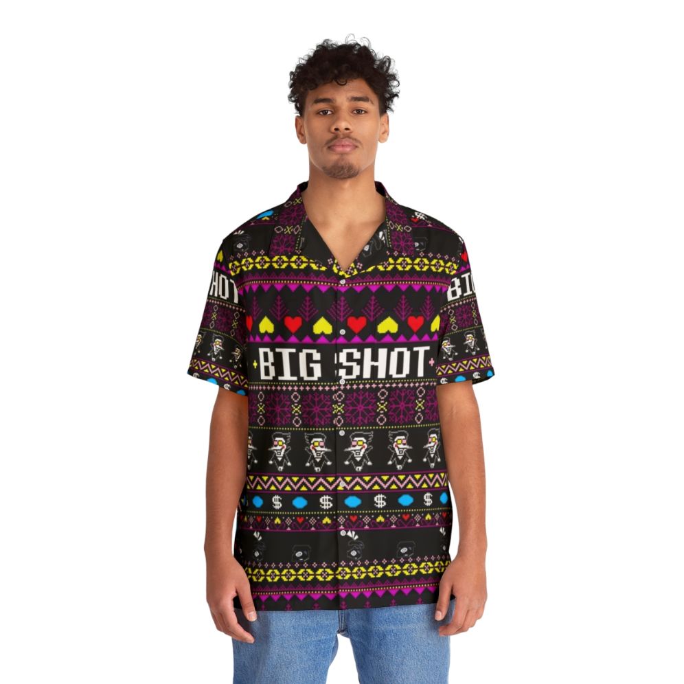 Spamton's Big Shot Kromer Krismas Hawaiian Shirt - Deltarune & Undertale - People Front