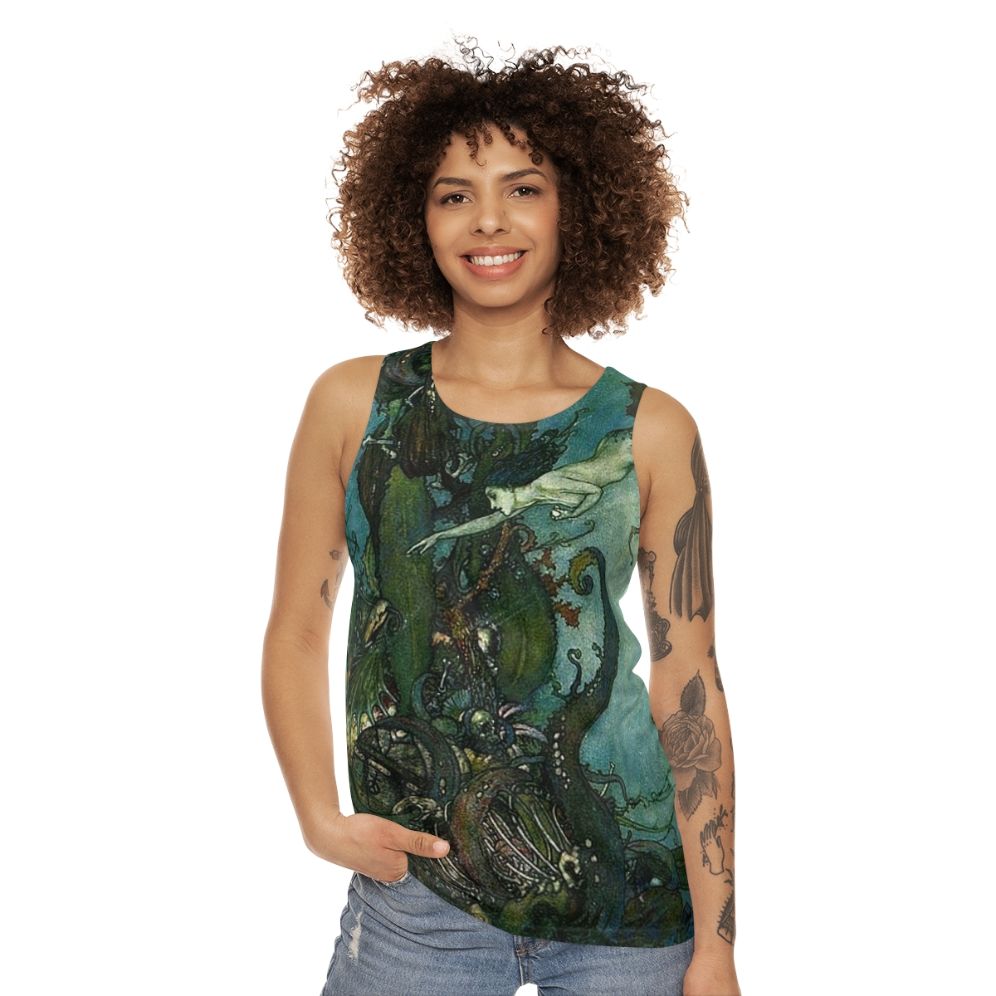 Mermaid Tank Top Inspired by Edmund Dulac's Vintage Illustration - women