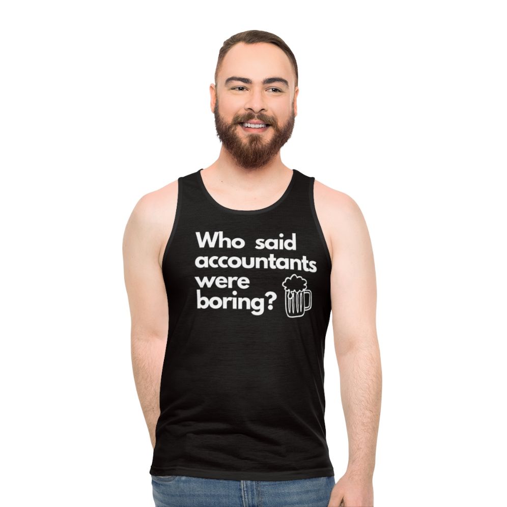 Unisex tank top with "Who Said Accountants Were Boring" design - men