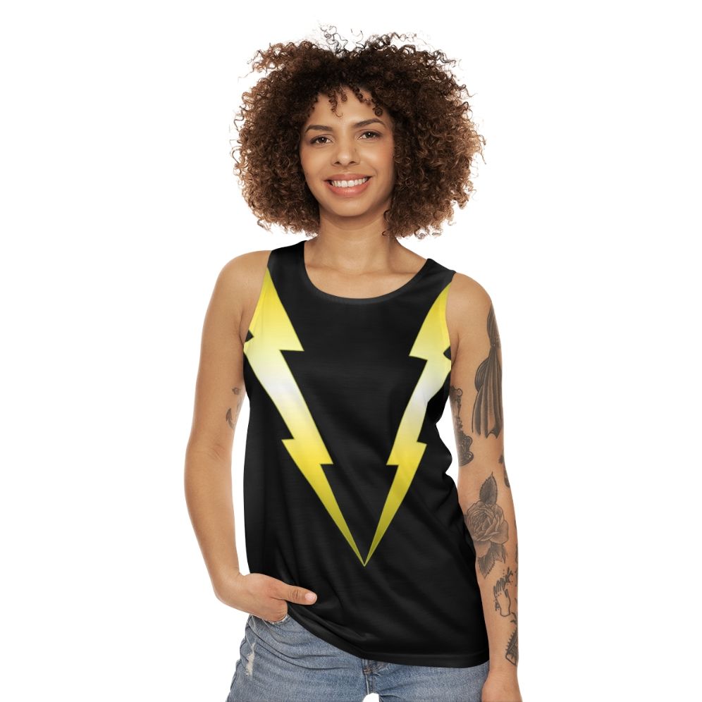 Unisex tank top with lightning bolt design - women