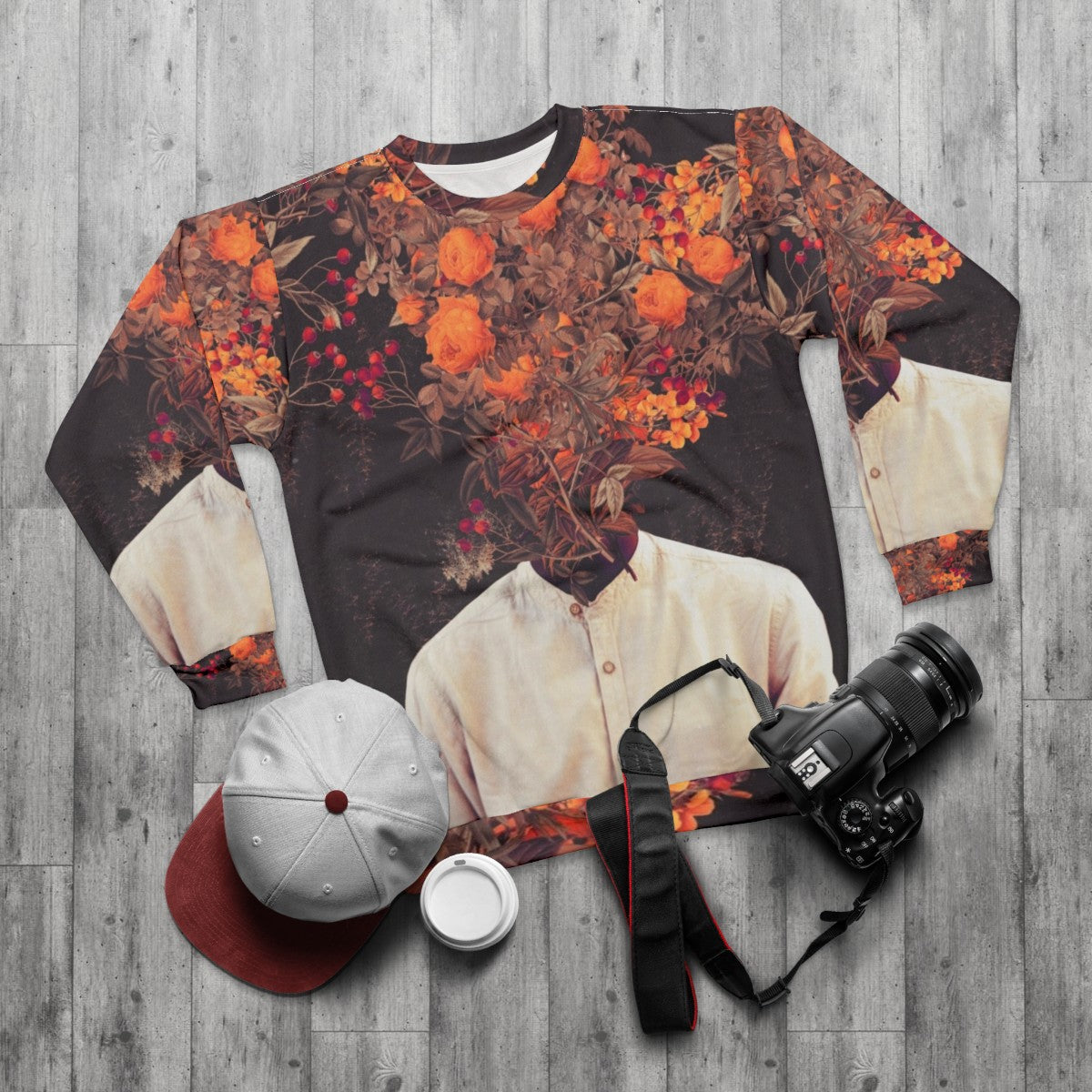 Vintage floral graphic design bloom sweatshirt - flat lay