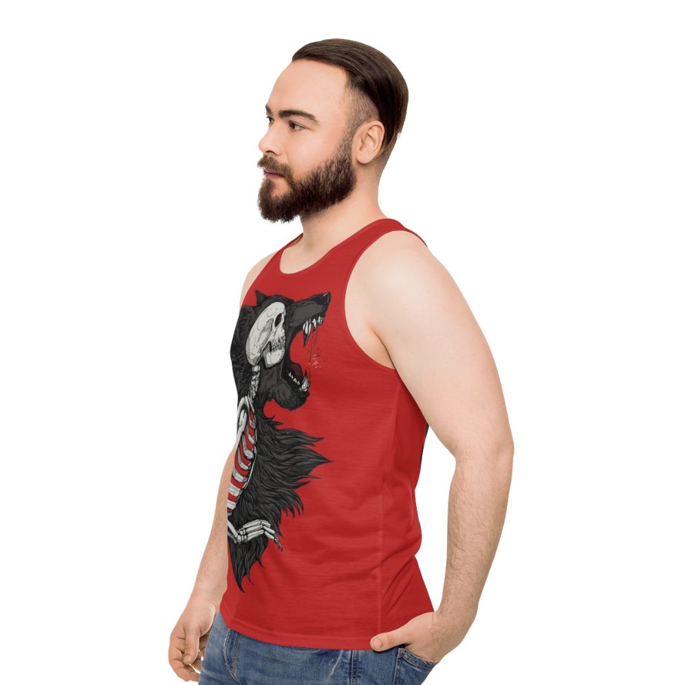 Unisex horror werewolf halloween tank top - men side