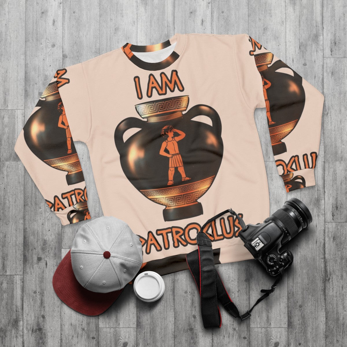 Patroclus and Achilles Greek Mythology Sweatshirt - flat lay