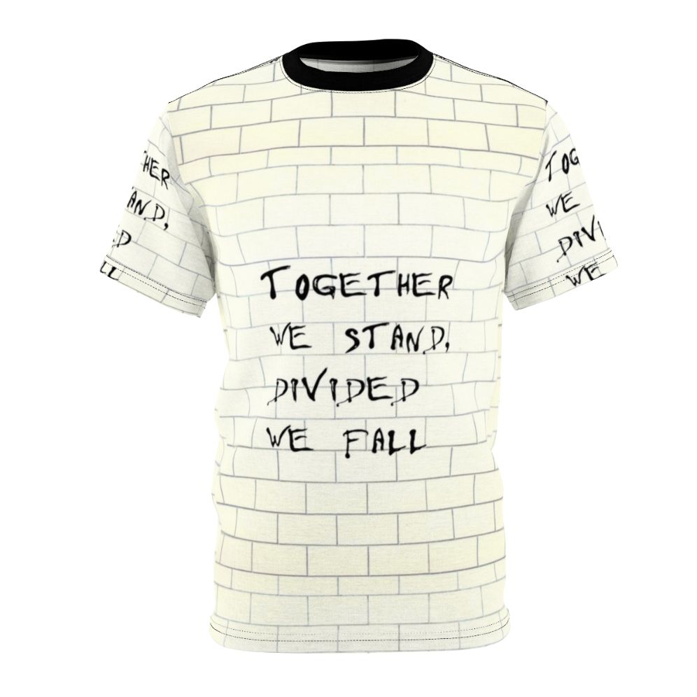 Iconic Pink Floyd inspired t-shirt featuring the famous "Together We Stand, Divided We Fall" message