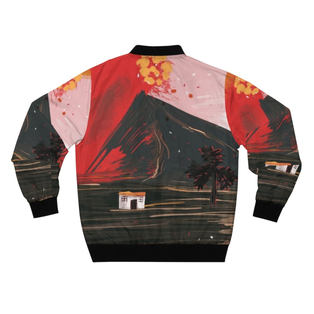 Bomber jacket featuring an abstract design inspired by the La Palma volcano eruption. - Back