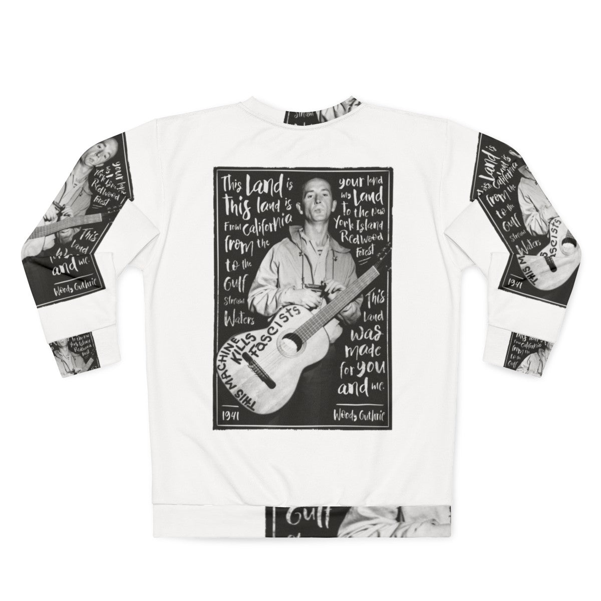 Woody Guthrie "This Land Is Your Land" Folk Music Sweatshirt - Back